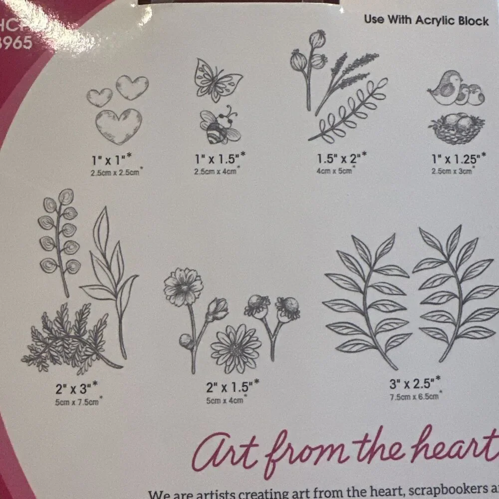 Heartfelt Creation SUMMER WREATH ACCENTS   Rubber Stamp  Set  HCPC - 3965 bird